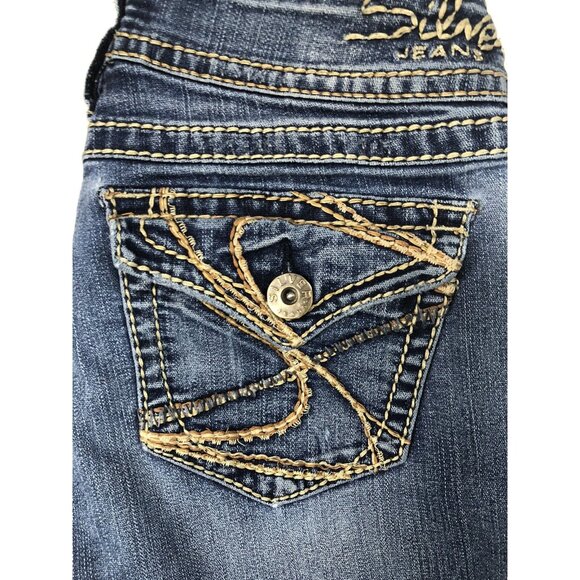 Silver Suki Surplus Women's 29x30 Blue Denim Jeans Bootcut Hemmed - Picture 6 of 8